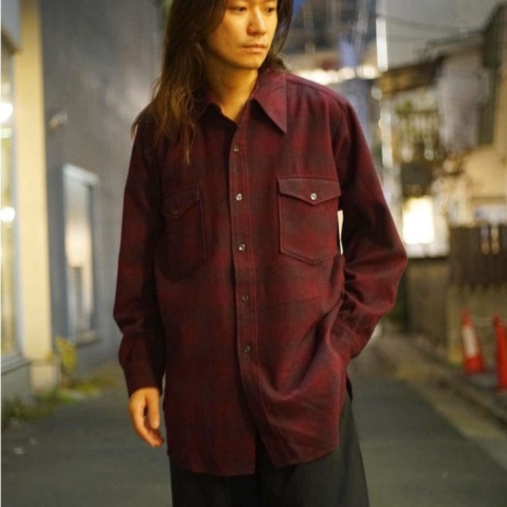 Y2k Vintage Pendleton Men's Burgundy Plaid Button-Down Shirt
